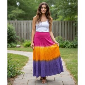 Vintage Wet Seal Tie Dye Tiered Maxi Skirt M Beachy Festival Hippie Boho Coastal
